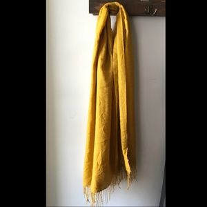 Golden yellow scarf / shawl with fringes